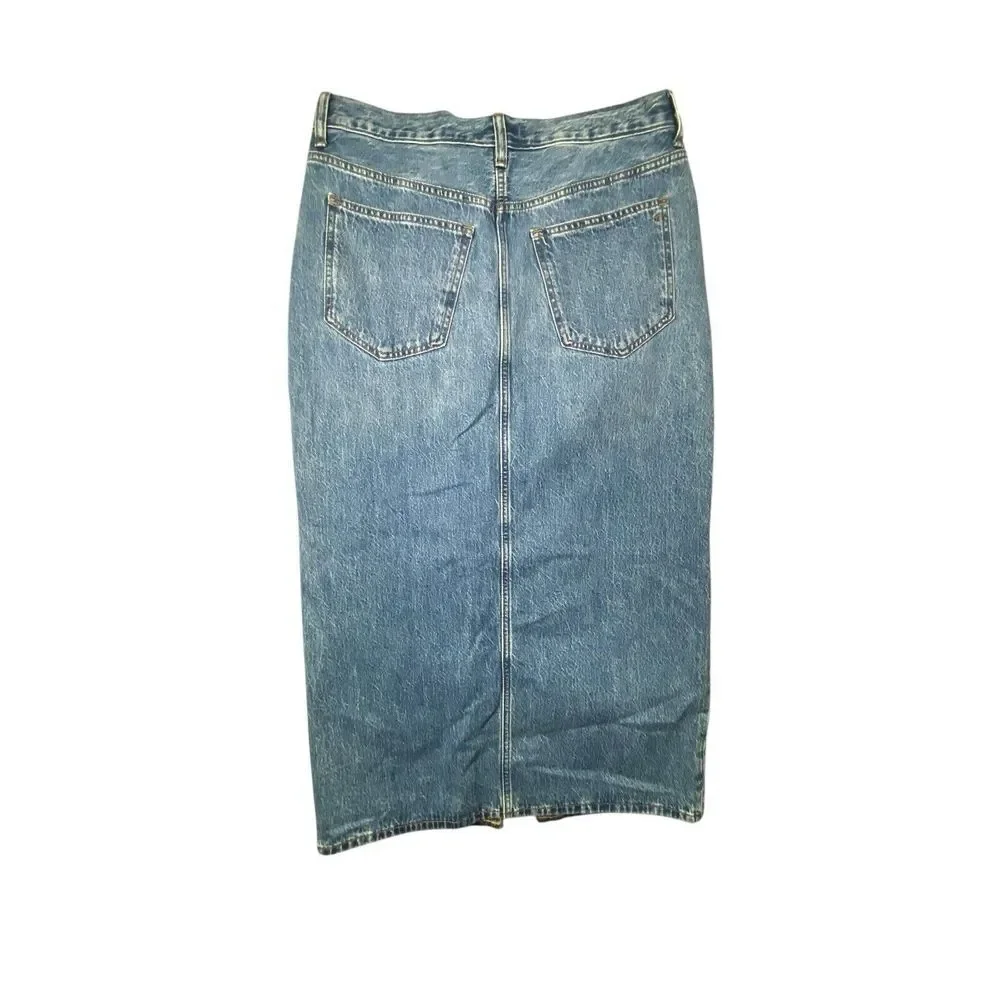 Madewell Womens Denim Mid-Rise Maxi Skirt in‎ Pratt Wash Size 30